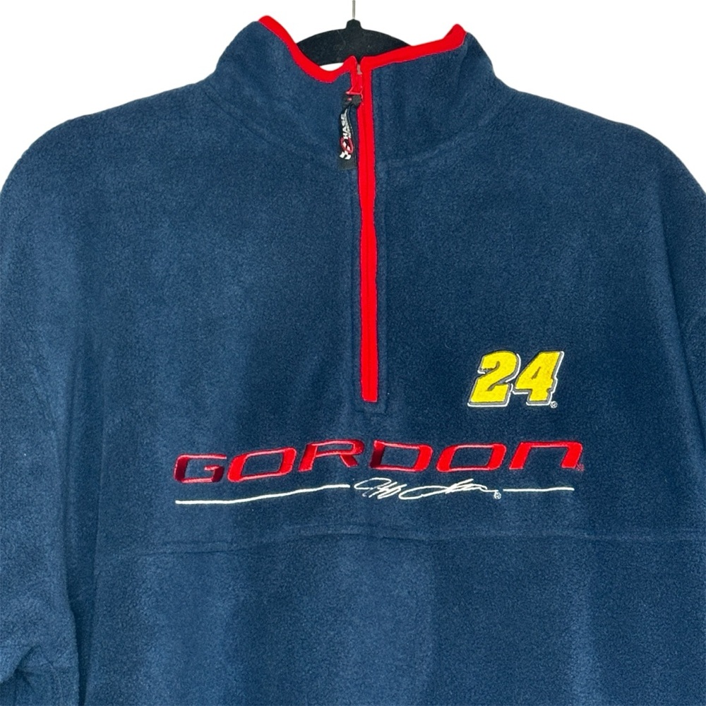 🔥Vintage 90's Jeff Gordon #24 Chase Authentics Blue Fleece Zip Pullover Large